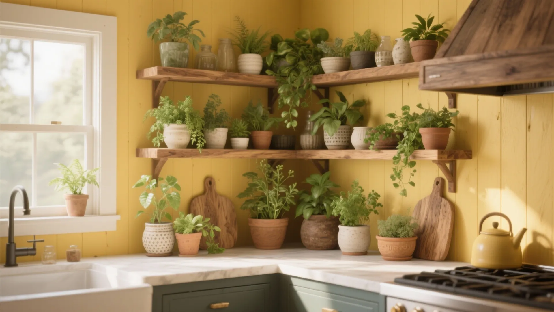 4. Pair Yellow with Natural Wood and Greenery