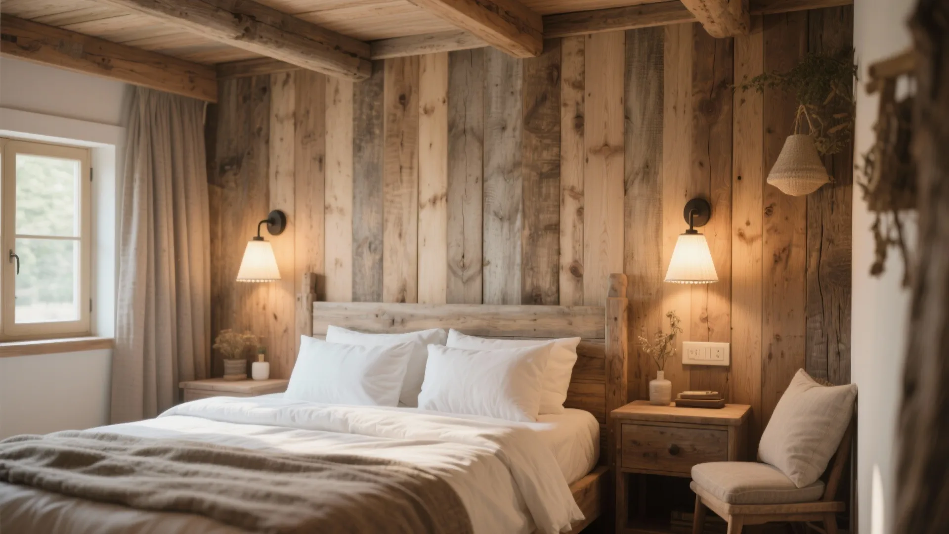 Wood-back mounted lights for coziness