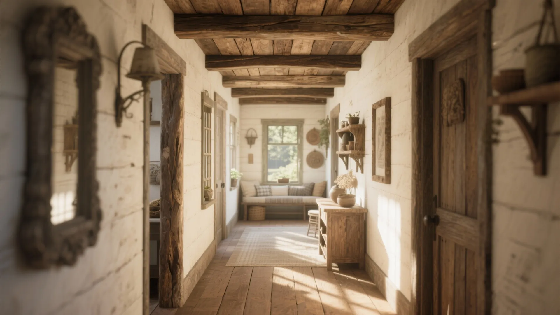 Wood Beamed Ceiling for Warmth