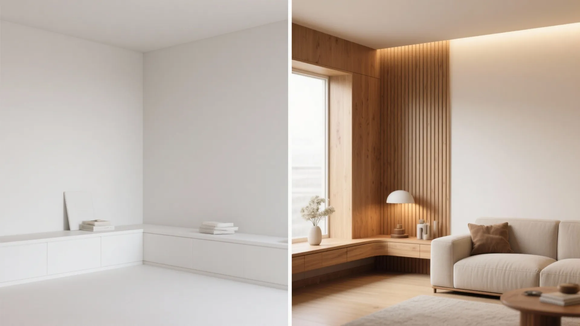 Warm Wood Accents to Soften Compact Rooms