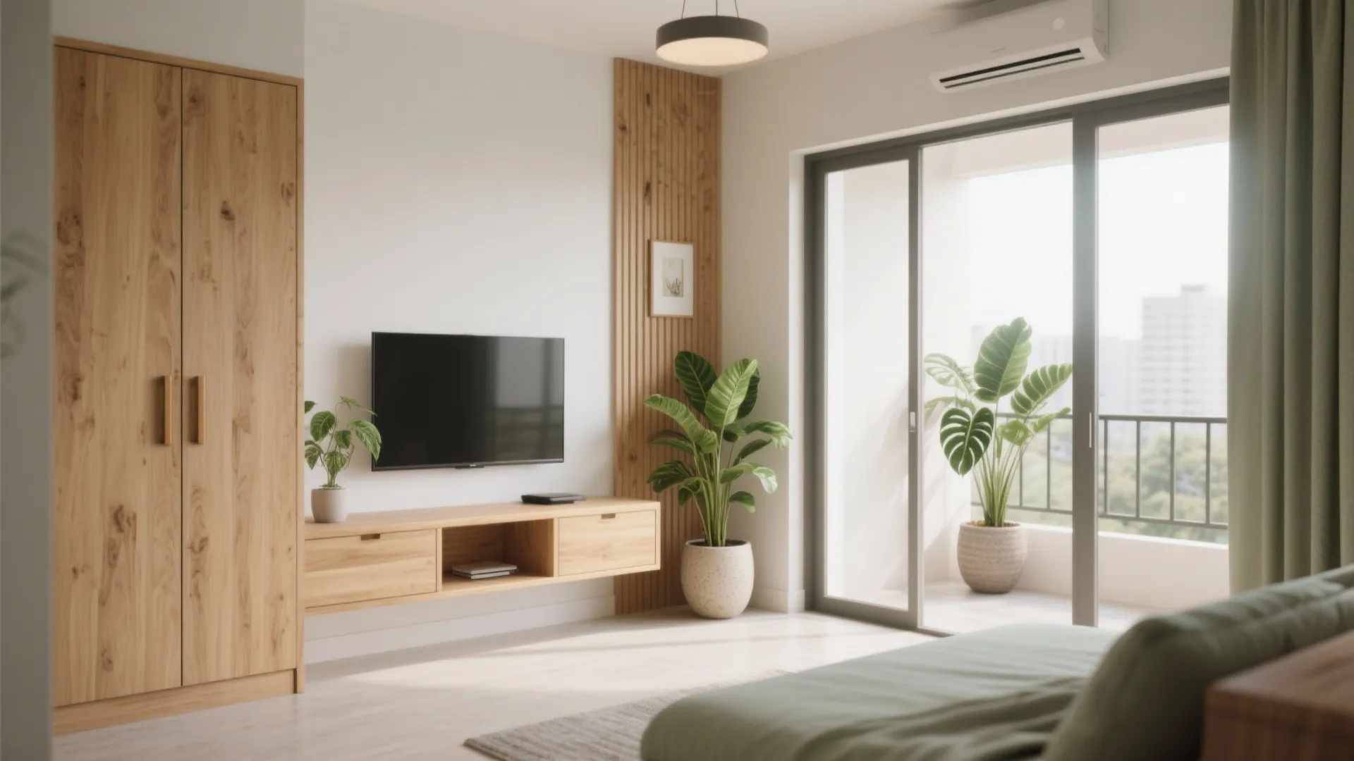 Warm wood accents and biophilic touches