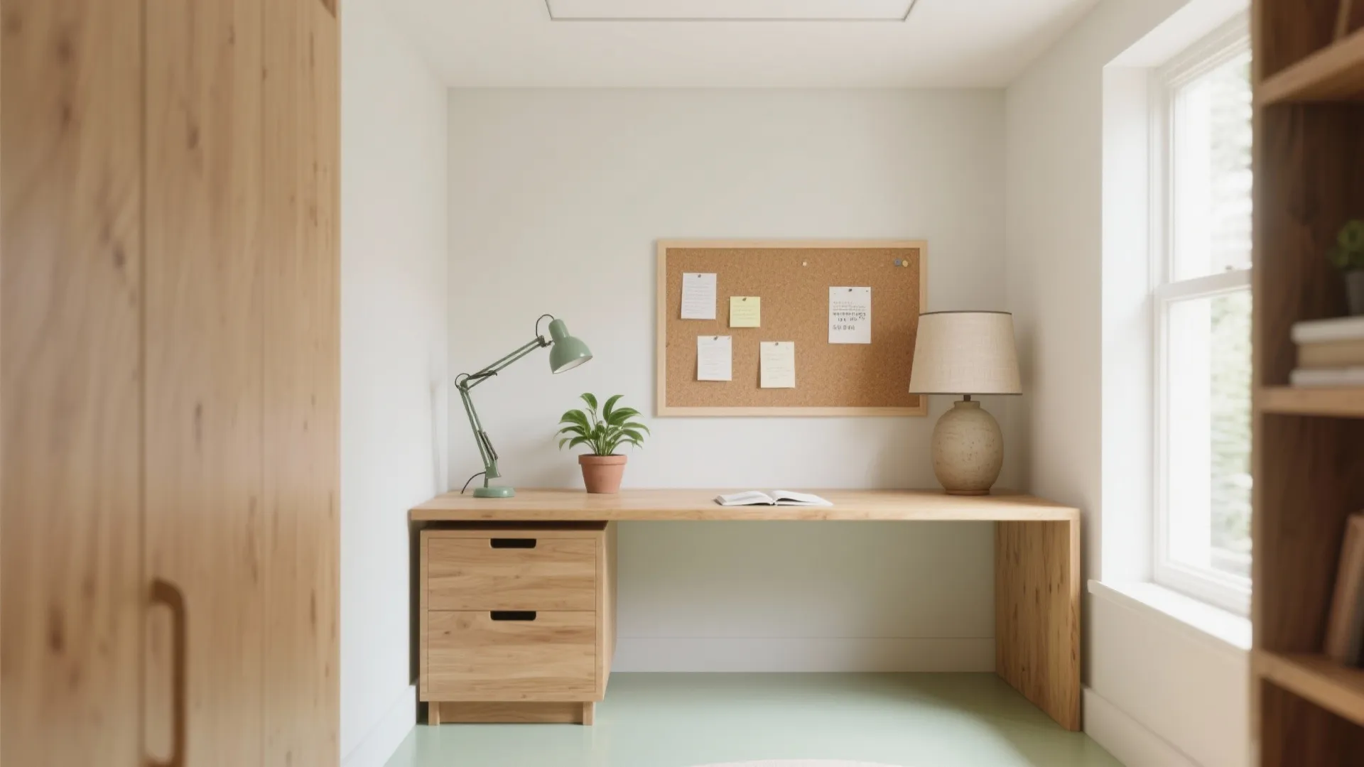 Warm wood and biophilic touches that soothe, not distract