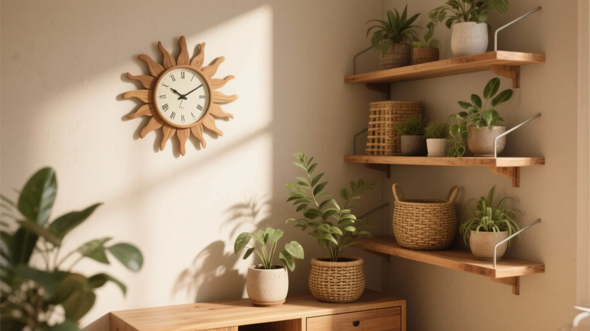 4) Natural Wood Sun Clock to Echo Biophilic Elements