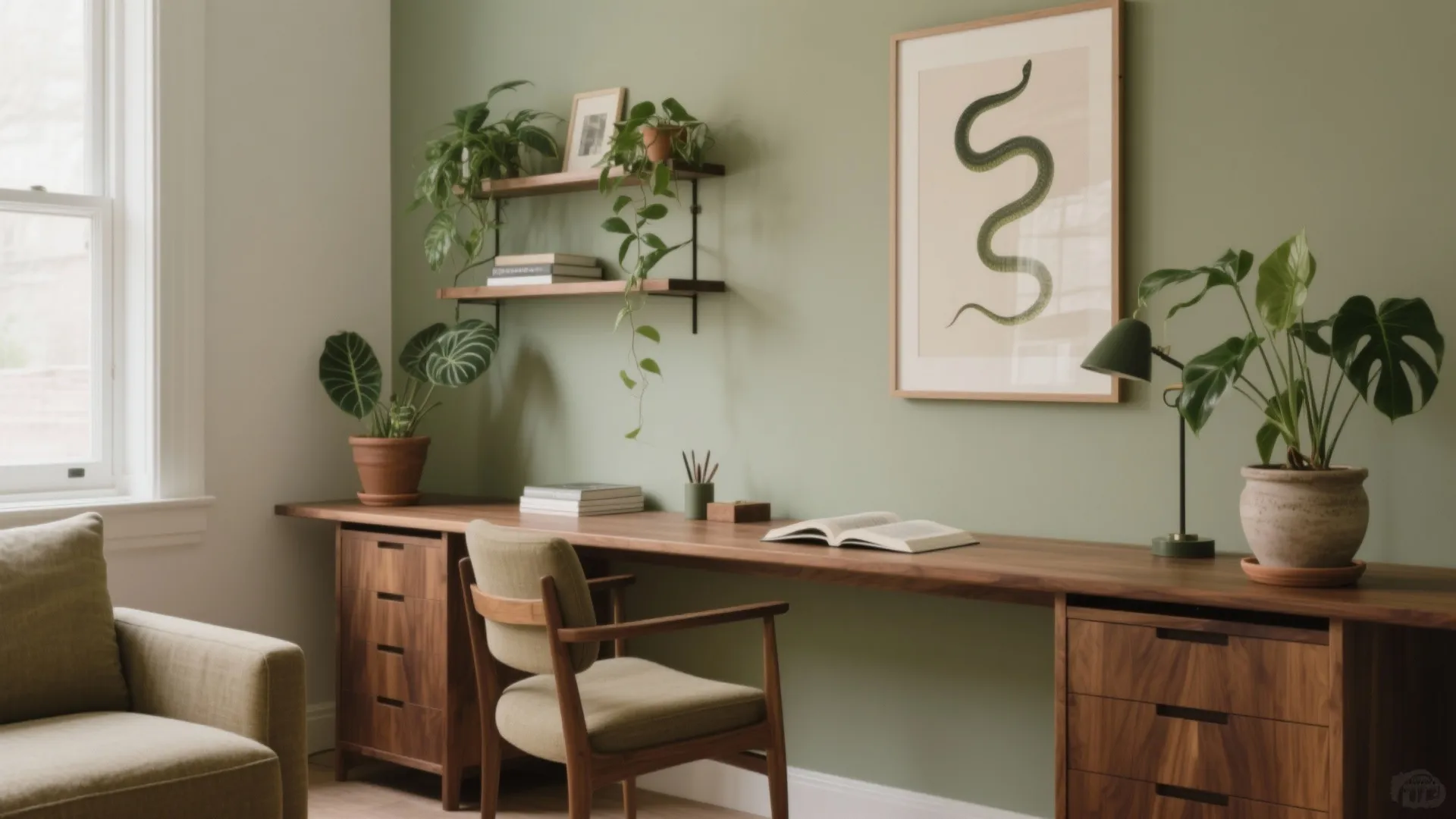 Warm Wood + Biophilic Details for Calm Focus