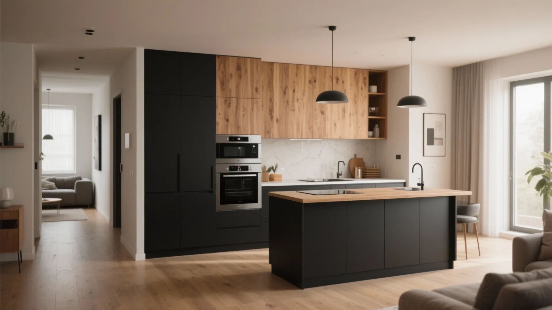 Idea 2: Warm Wood & Matte Black