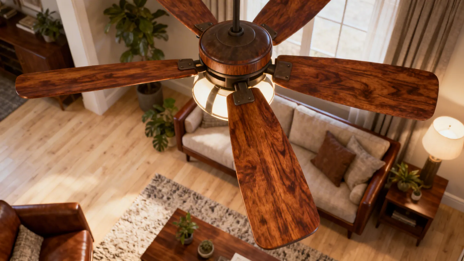2. Wood-toned blades to warm modern interiors