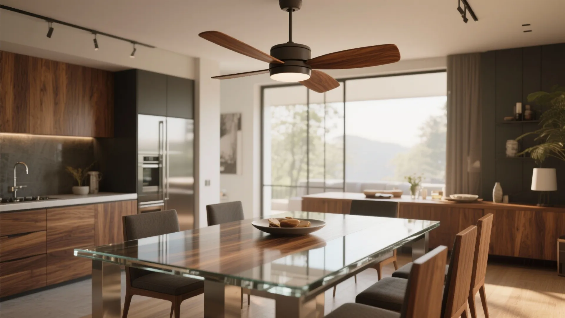 4. Warm wood blades to soften modern spaces