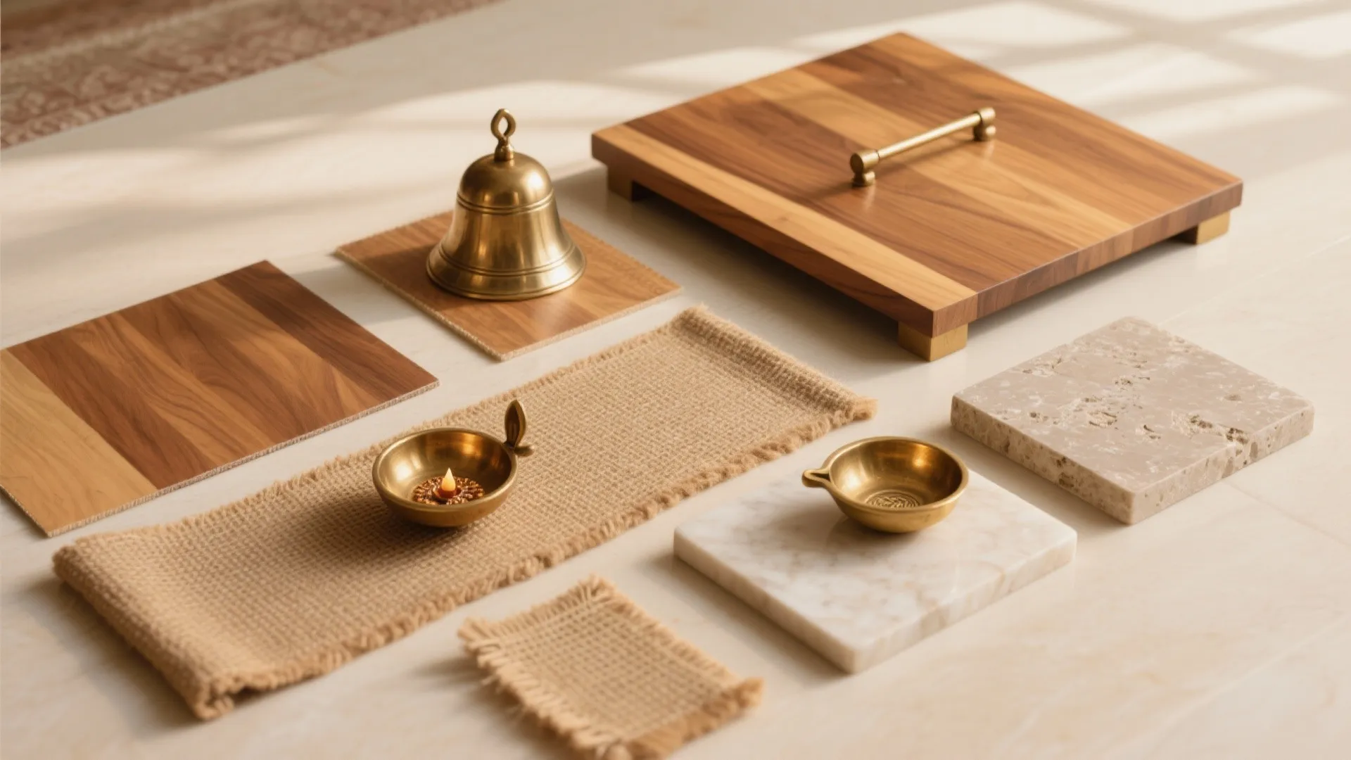 Warm wood and brass accents for serenity