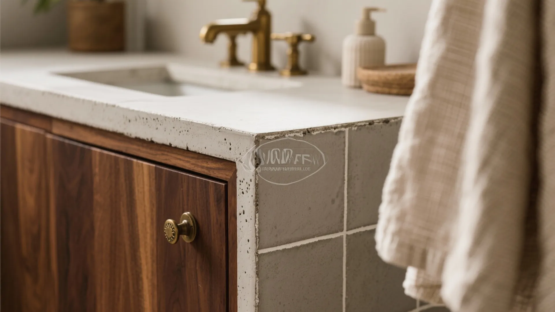 Warm Balance: Cement Tile with Timber and Brass