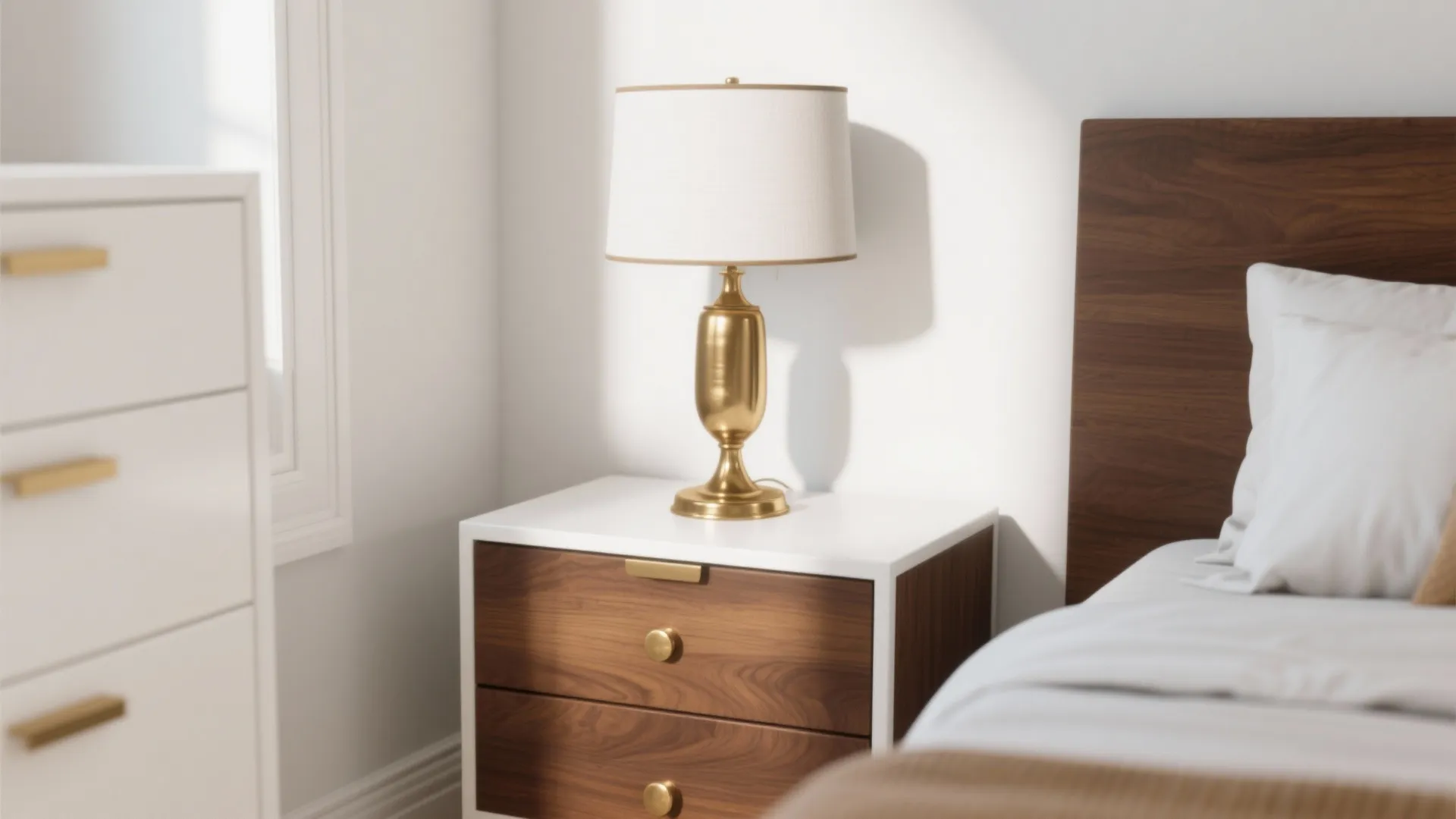 2. Add Warmth with Natural Wood and Brass