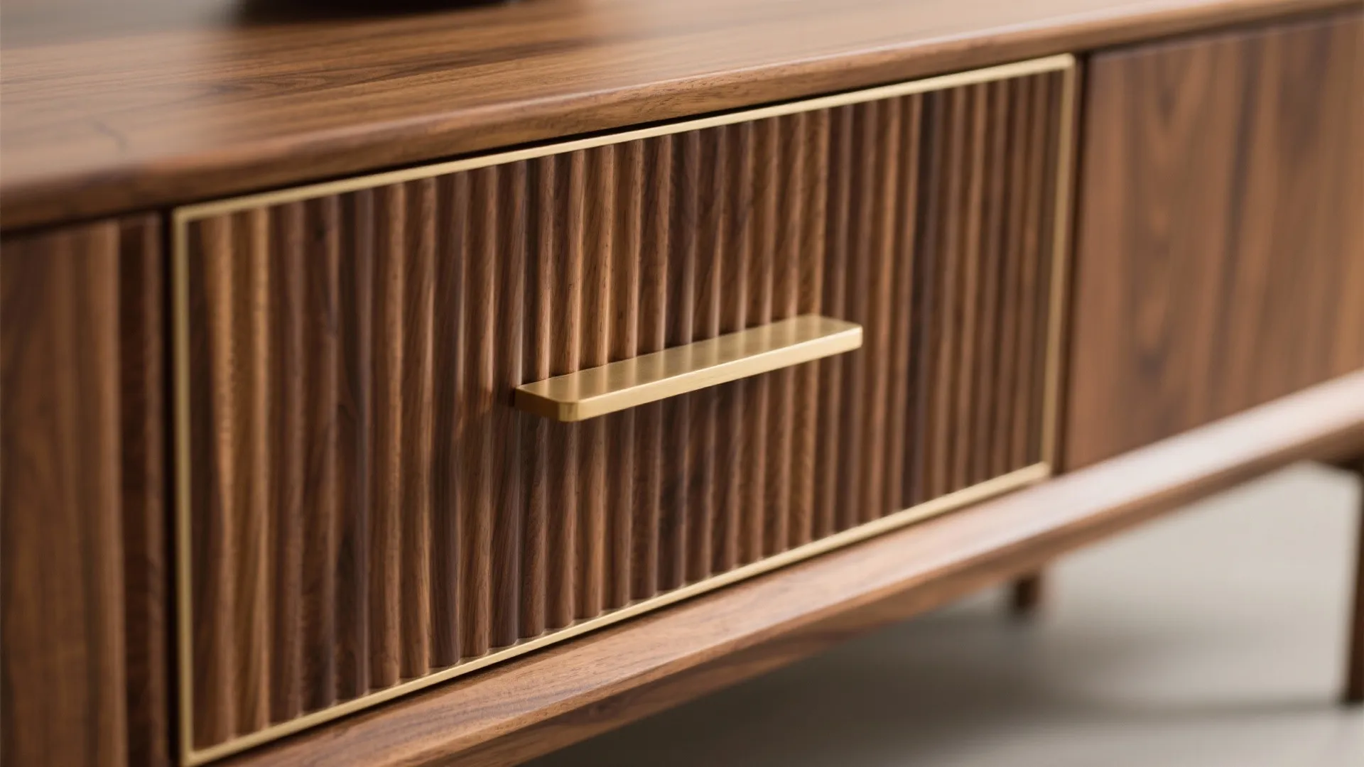 Warm wood and brass weave luxury and comfort