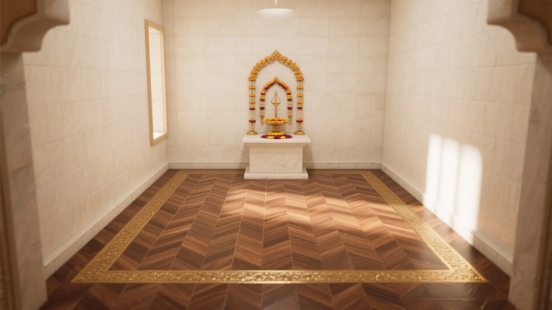 Wood-Look Porcelain with Brass Inlay Borders