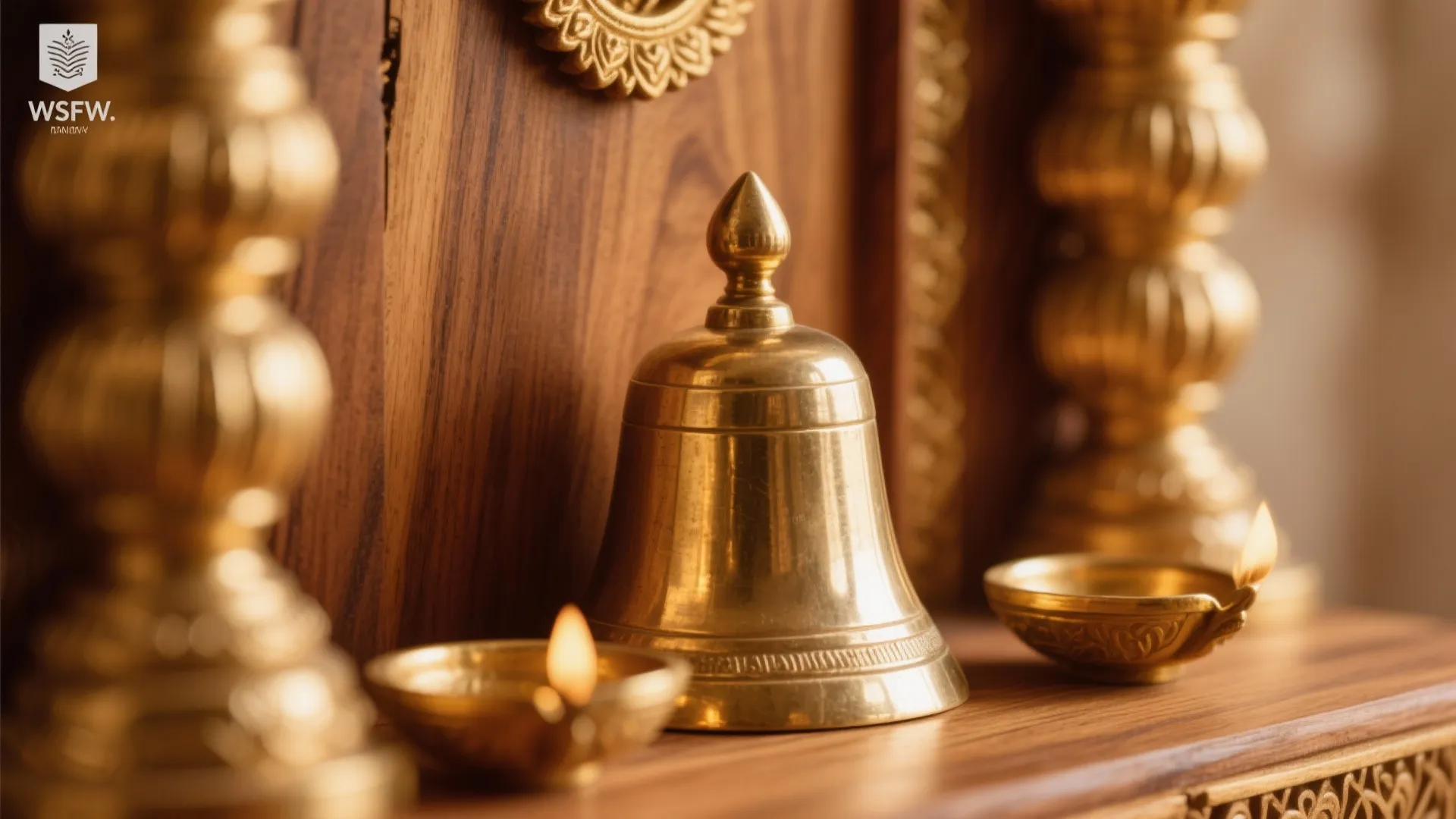 Warm Wood and Brass Accents for a Sacred Feel