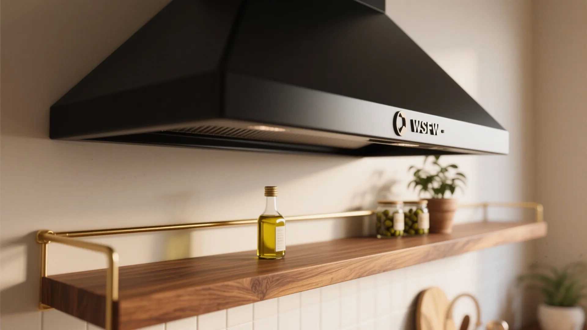 3. Add brass or wood accents to warm the black