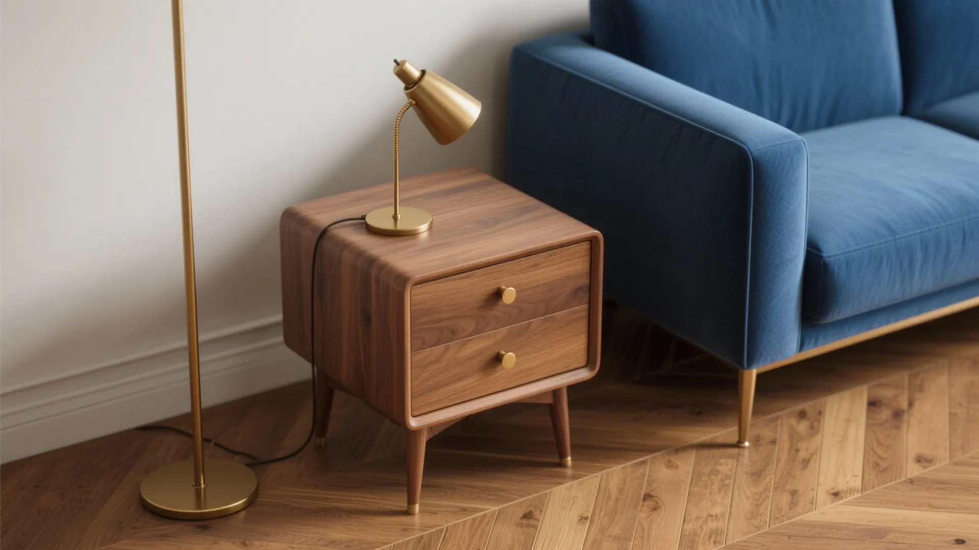 4. Warm up the palette with wood and brass