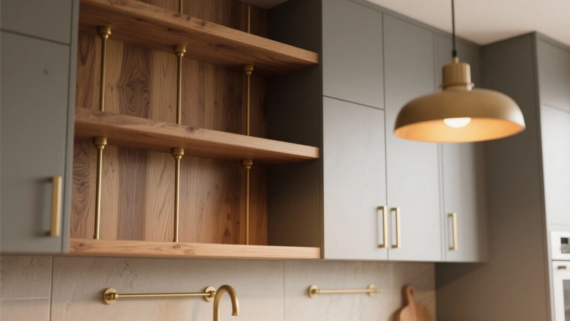 4. Integrate warm wood and brass accents