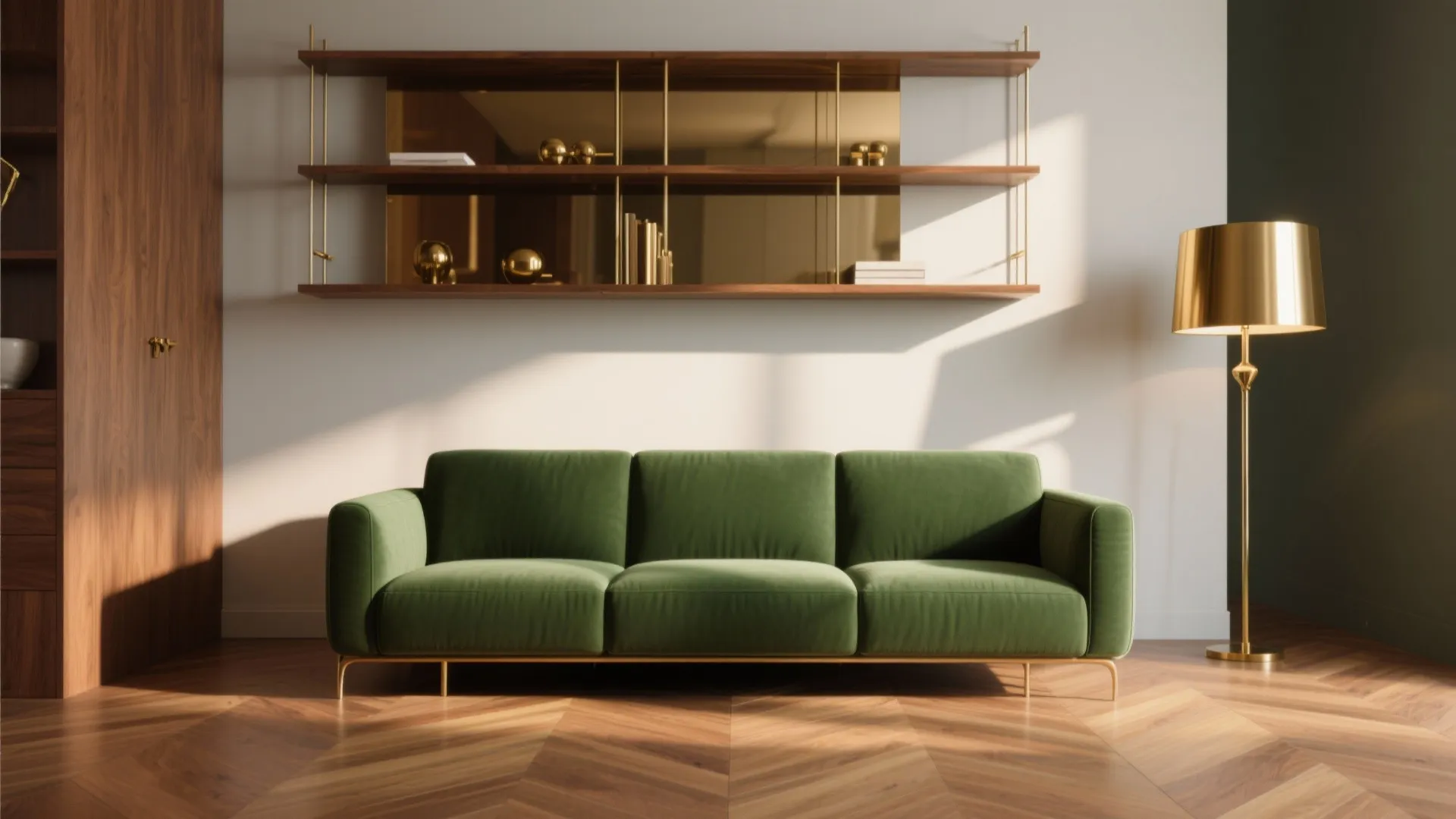 3. Create contrast with warm wood and brass