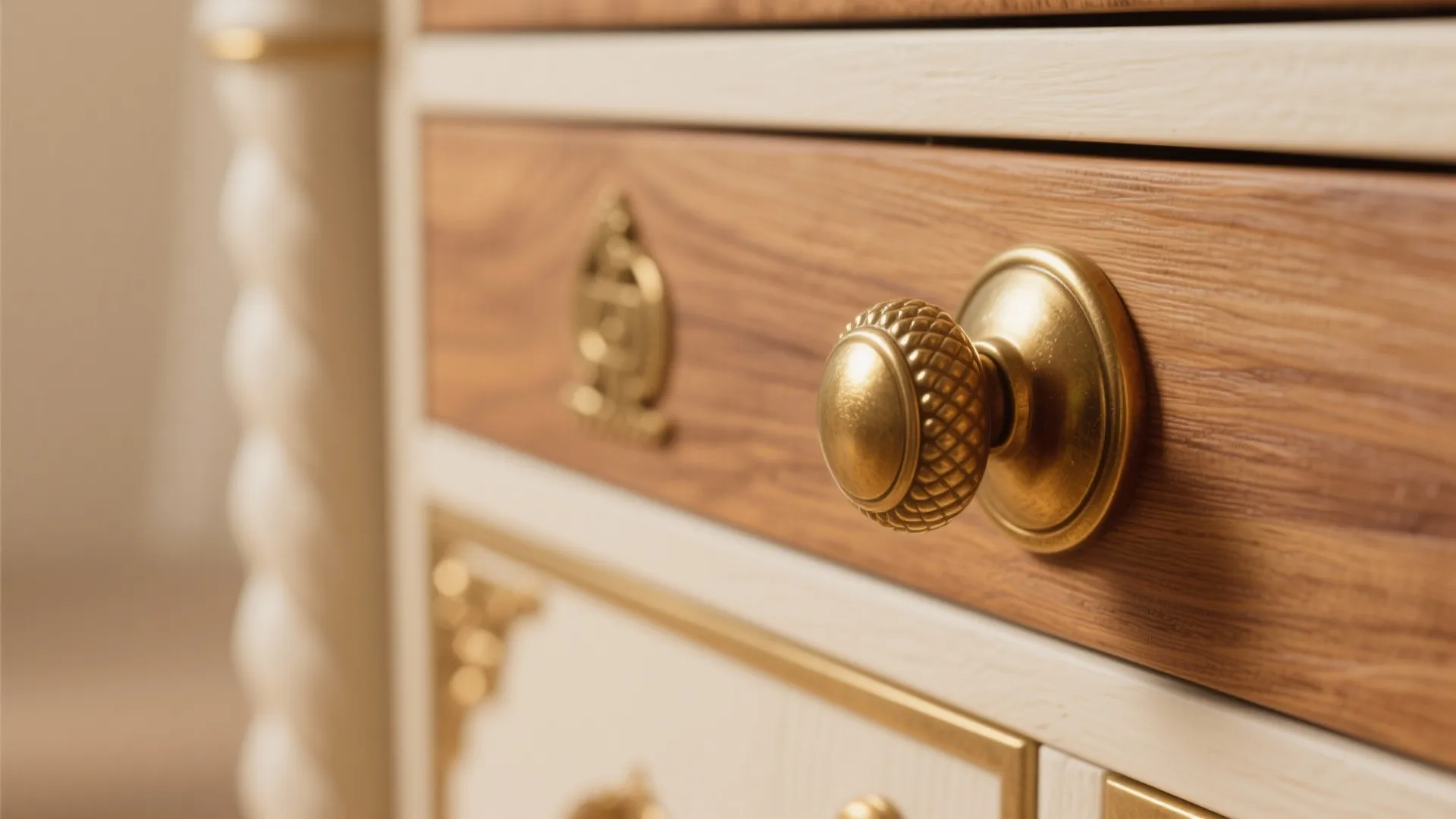 Warm Wood and Brass Accents