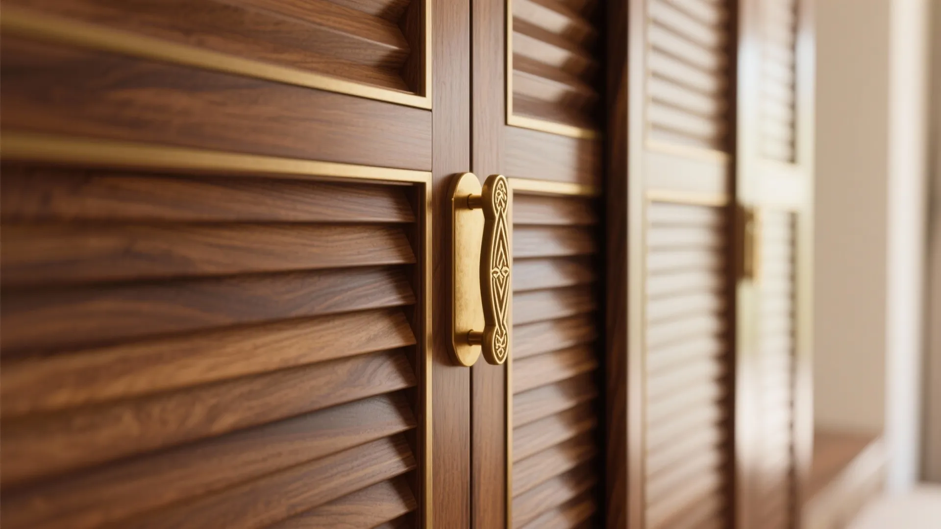 Handcrafted wood and brass detailing with smart storage