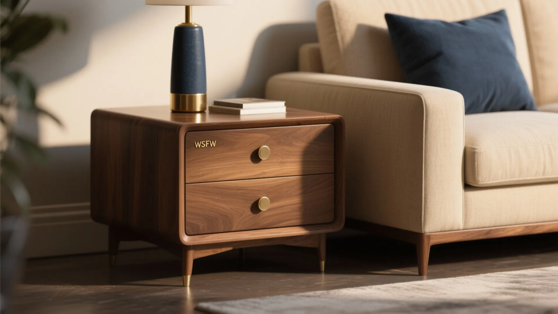 4. Metallics and wood to warm the scheme