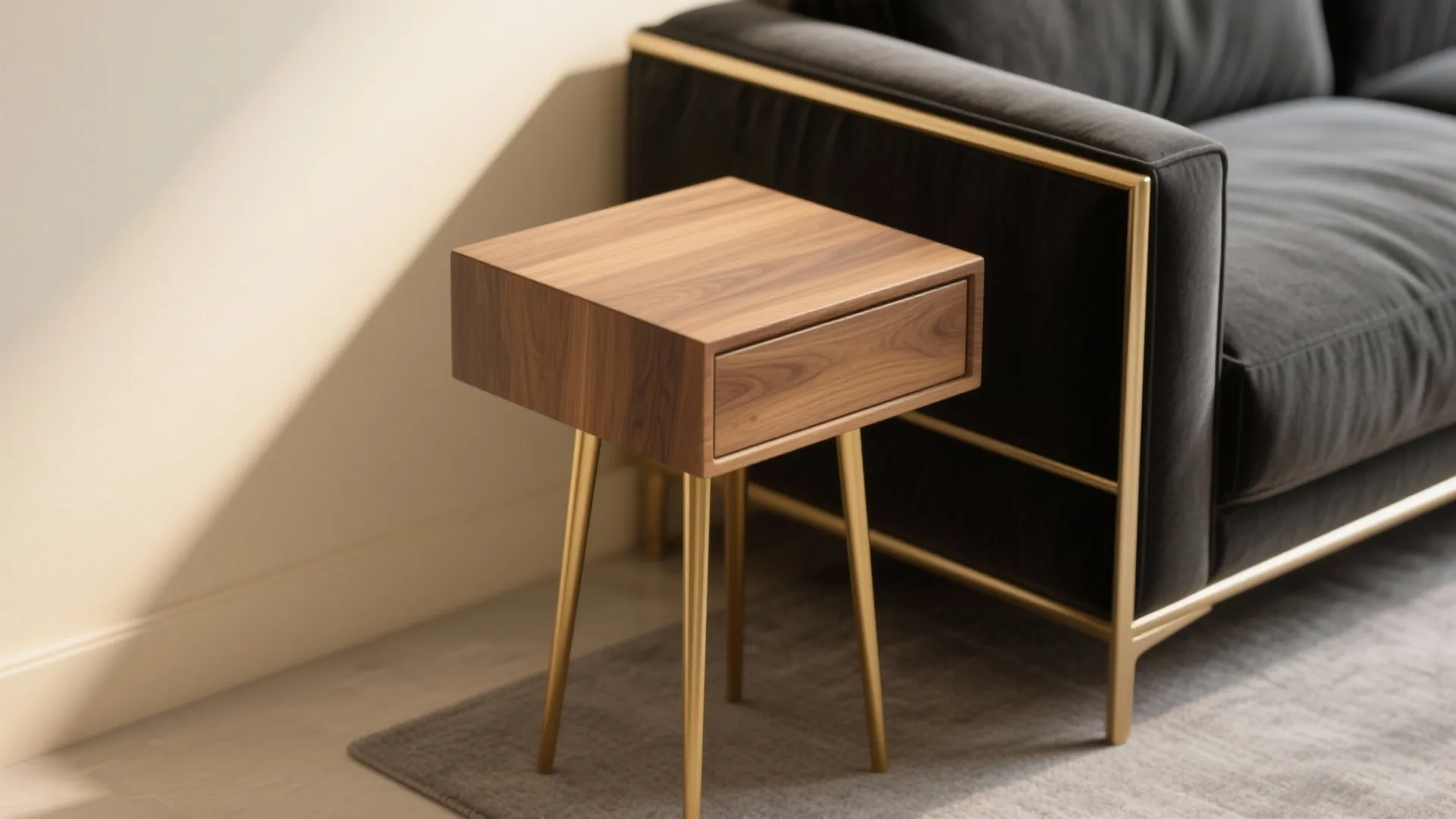 4. Metallic accents and natural woods as mood softeners