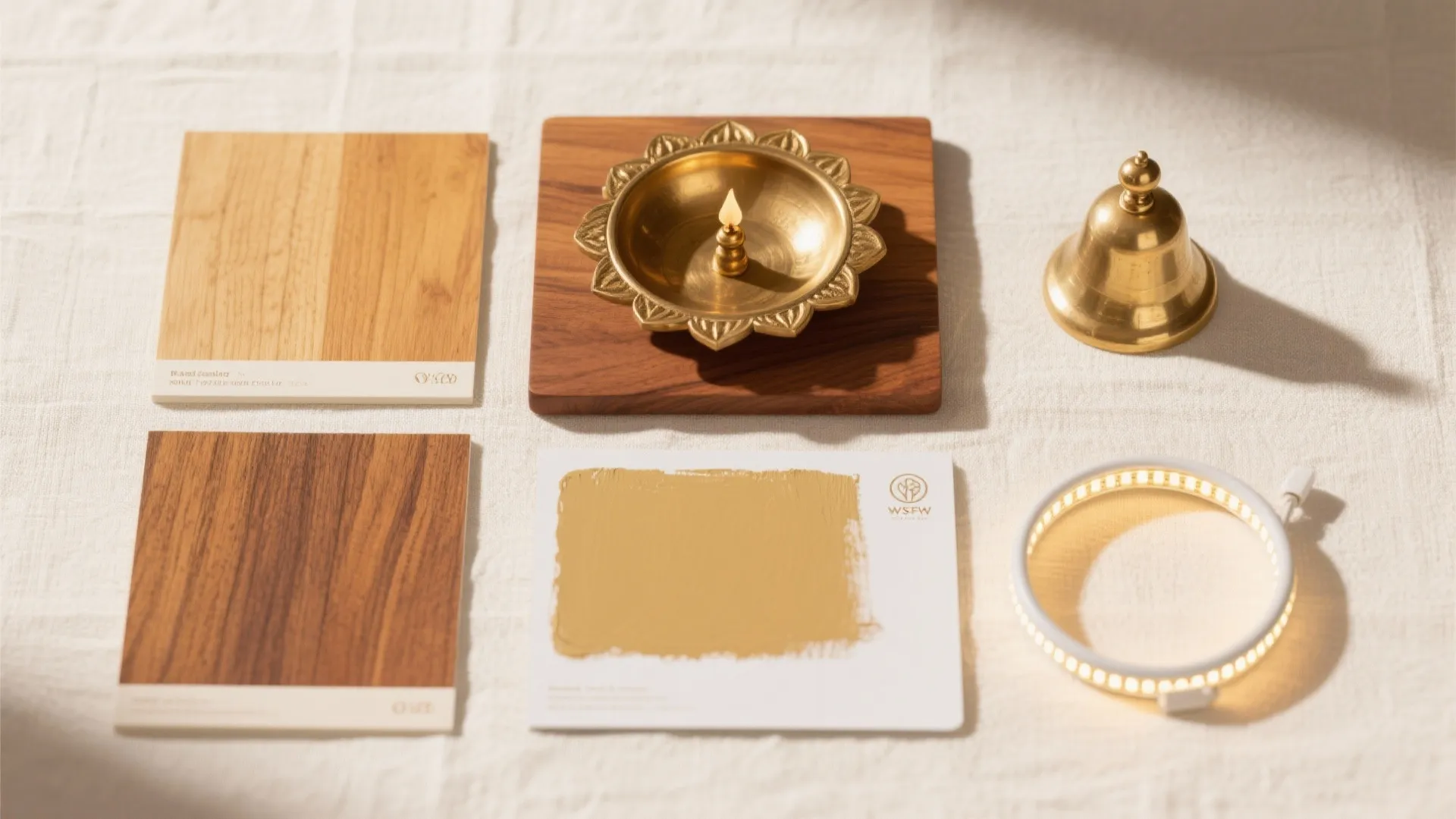 Natural Wood + Brass Palette for Warmth and Reverence