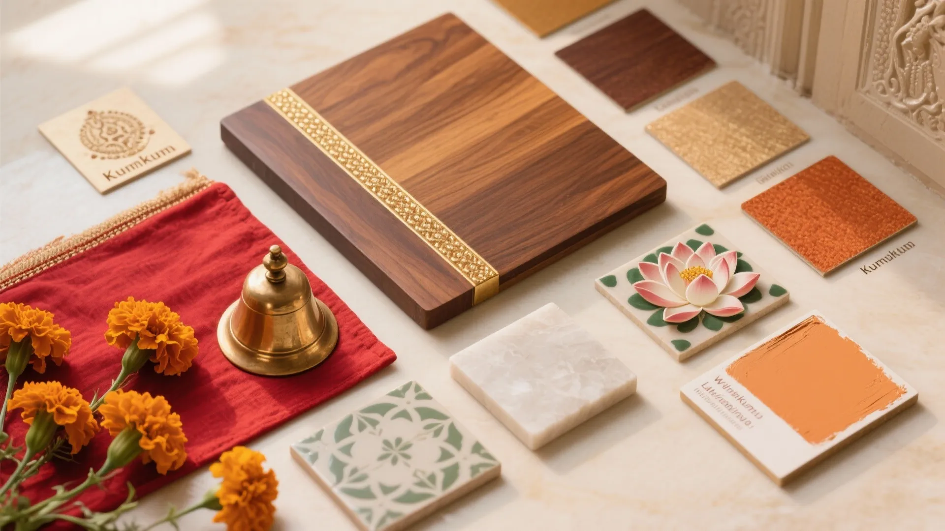 Warm Wood, Brass, and a Kumkum-Inspired Palette