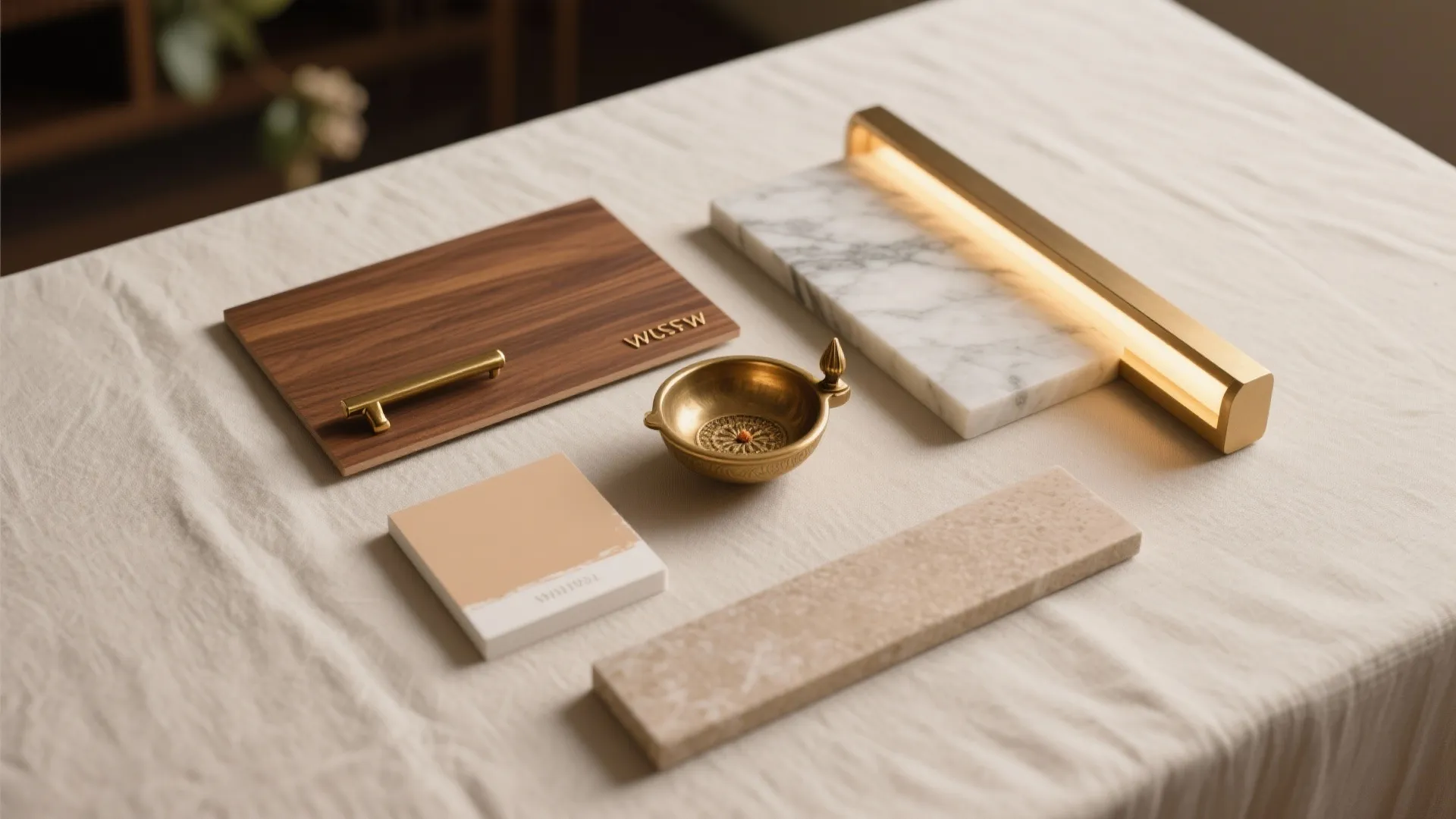 Warm wood, brass, and stone: a timeless, easy-to-love palette