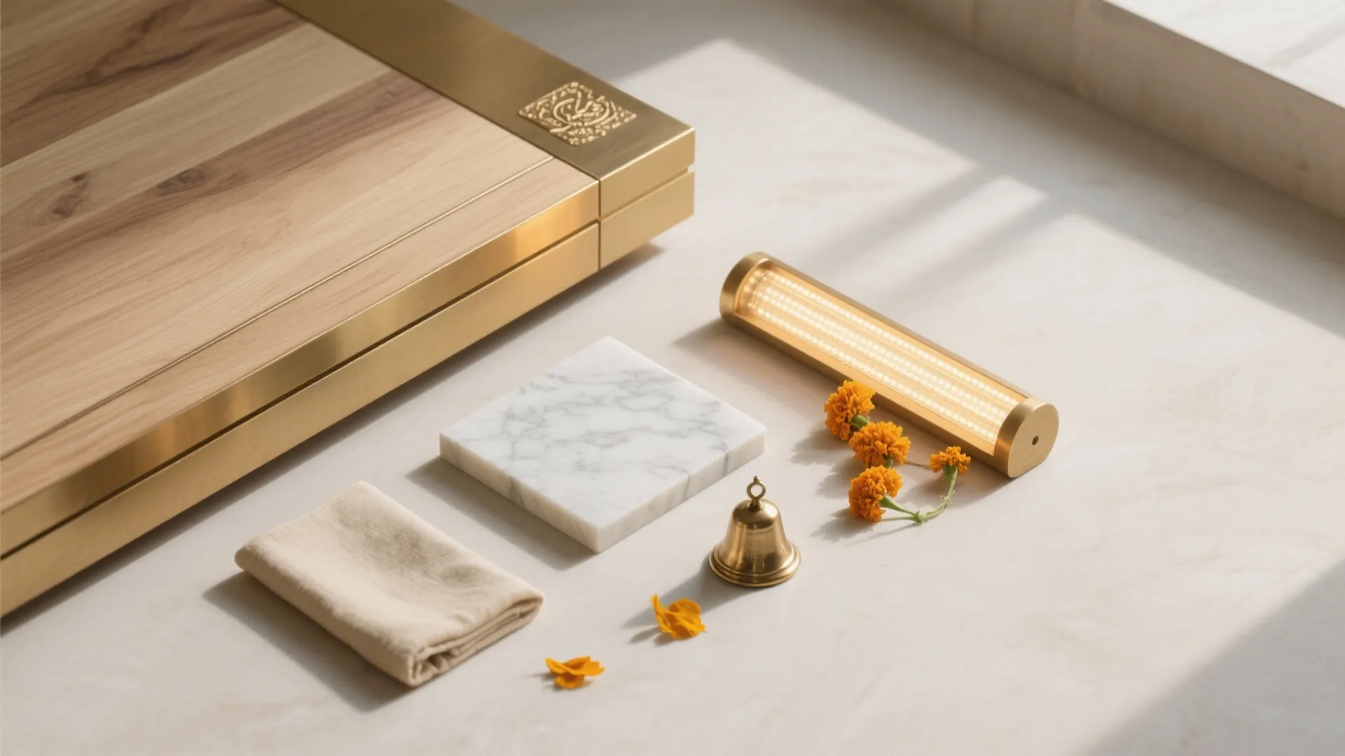 Warm Wood and Brass Accents for Timeless Calm