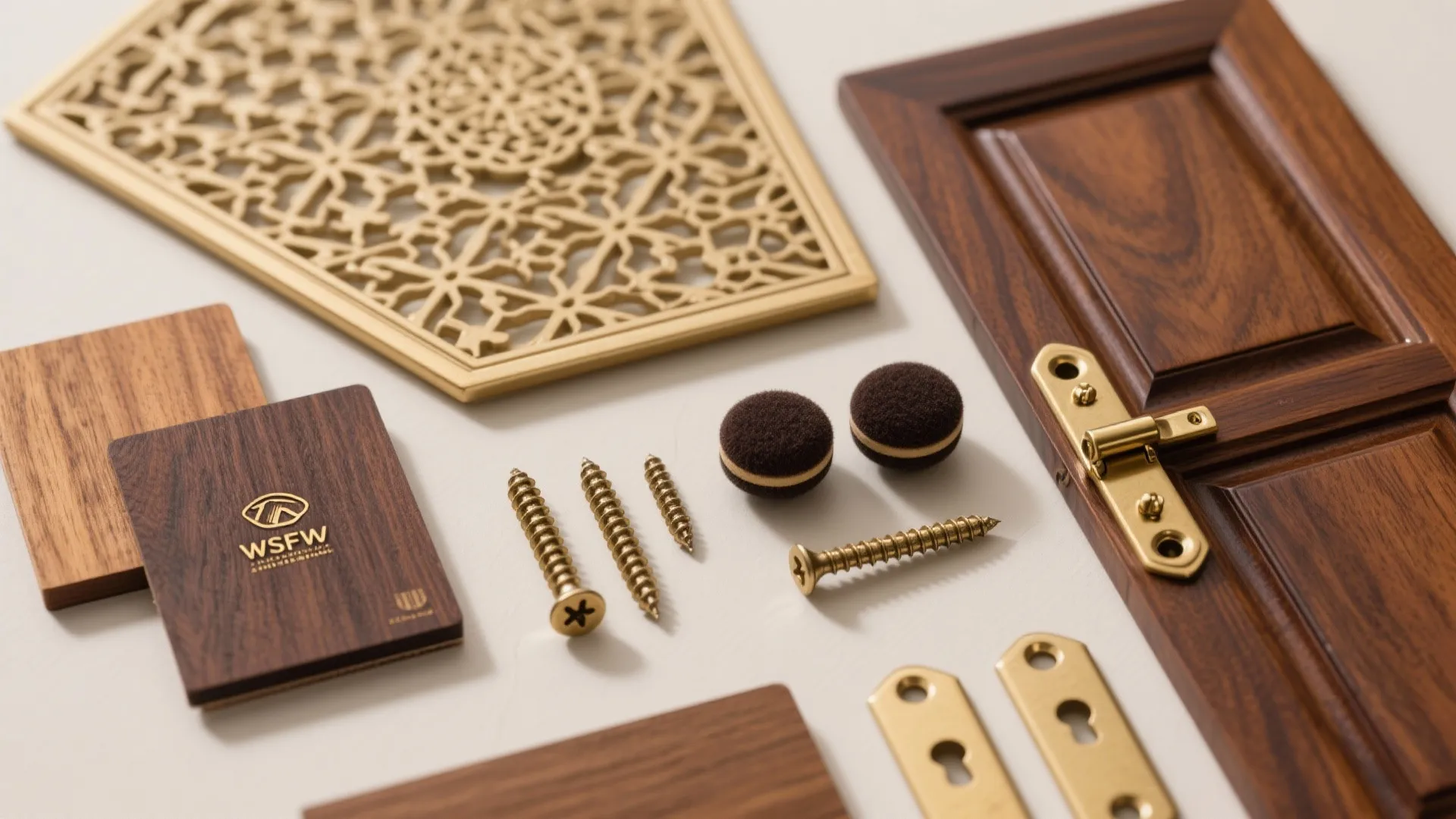 Traditional solid wood doors with brass lattice inserts