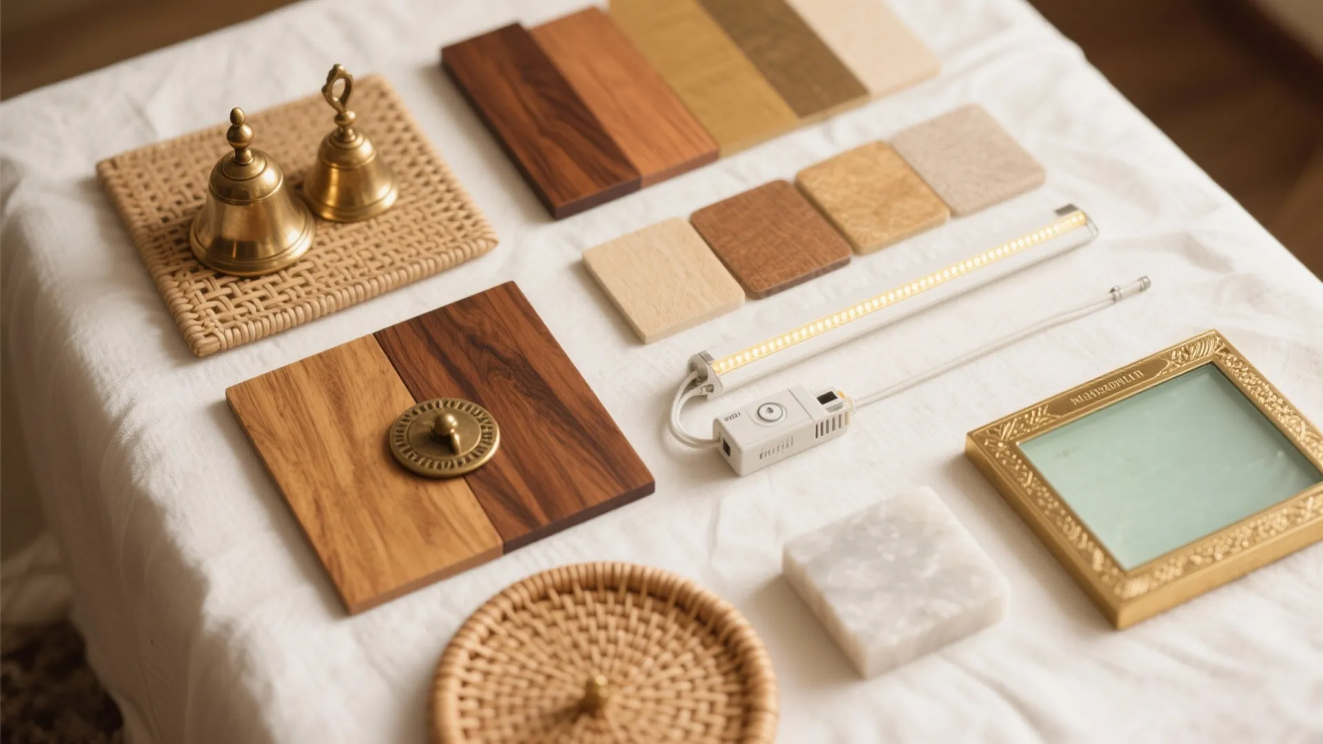 Warm Wood, Brass Accents, and Layered Lighting