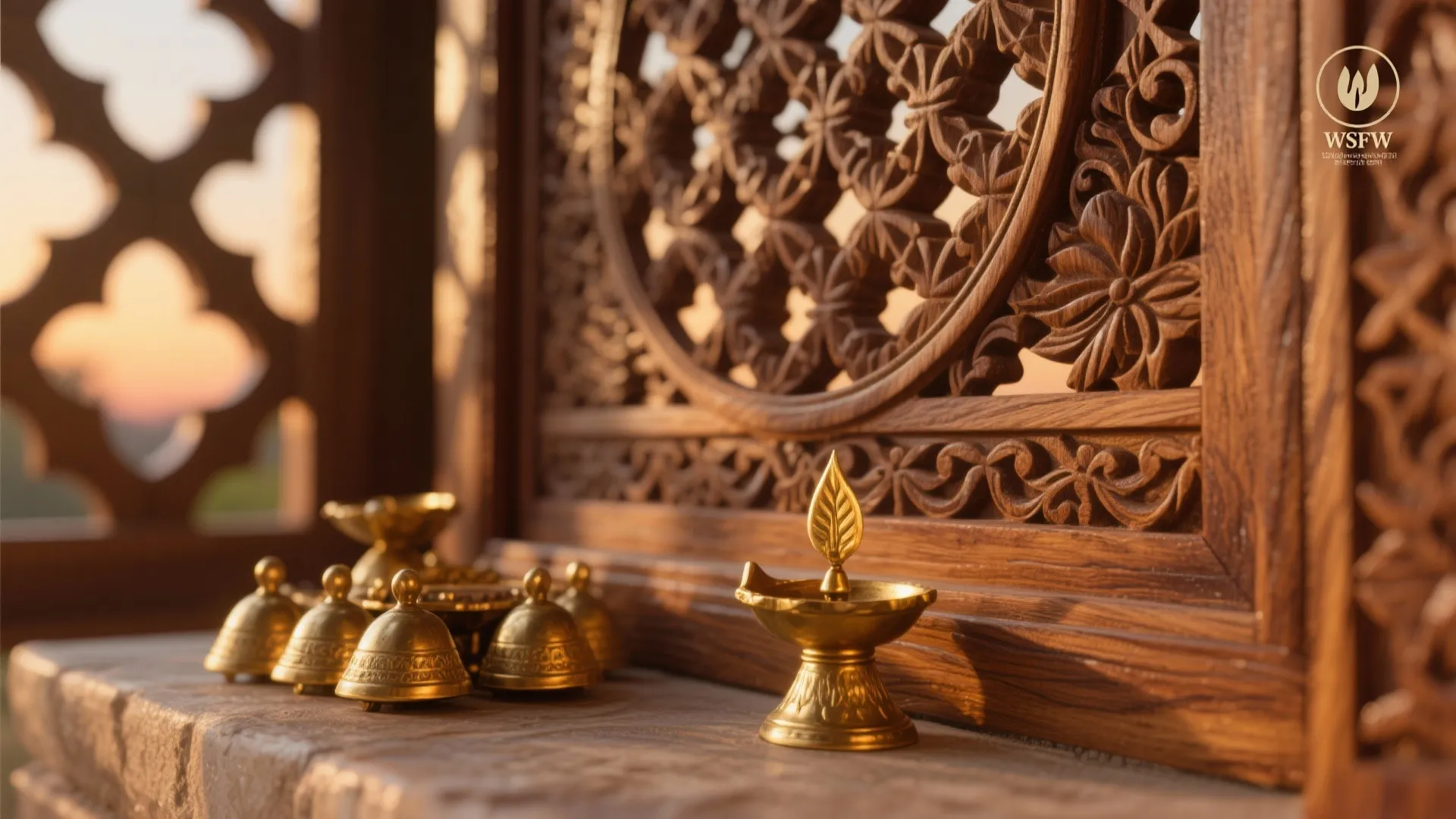 Warm Wood, Brass, and Carved Details