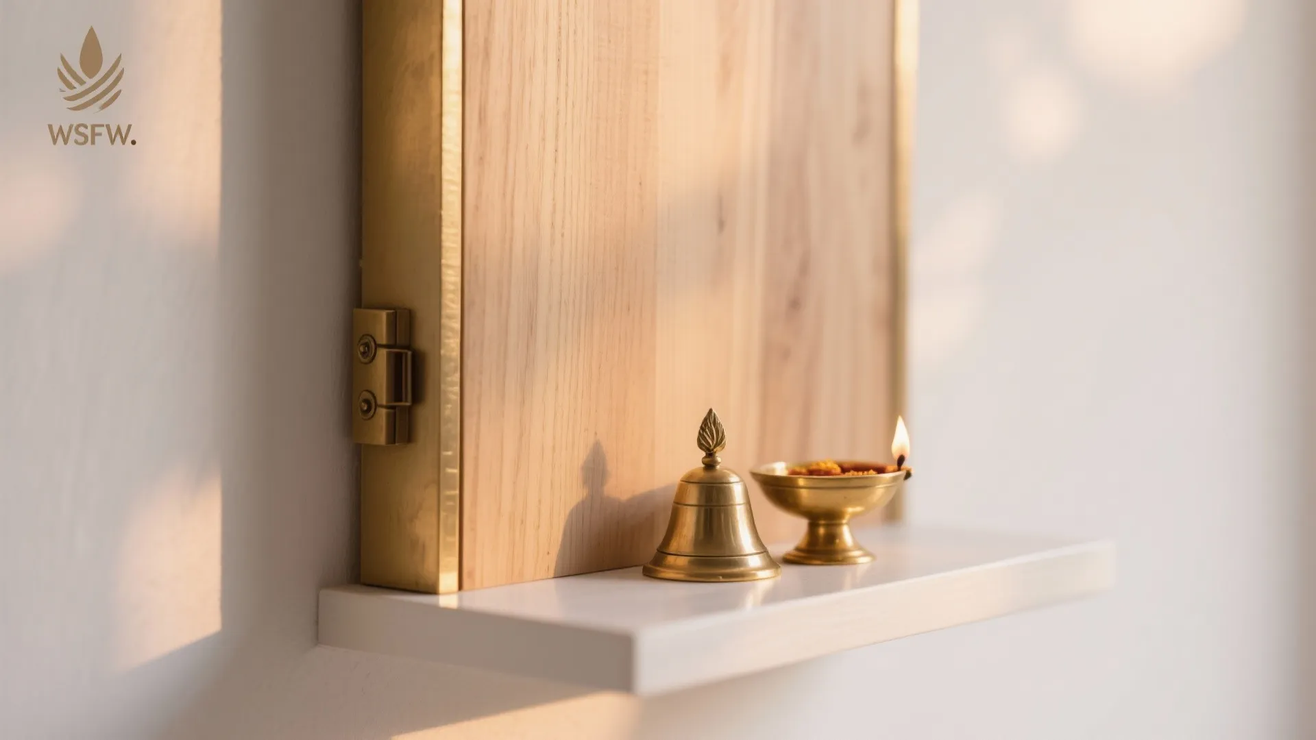 1) Natural wood + brass palette for serene warmth
