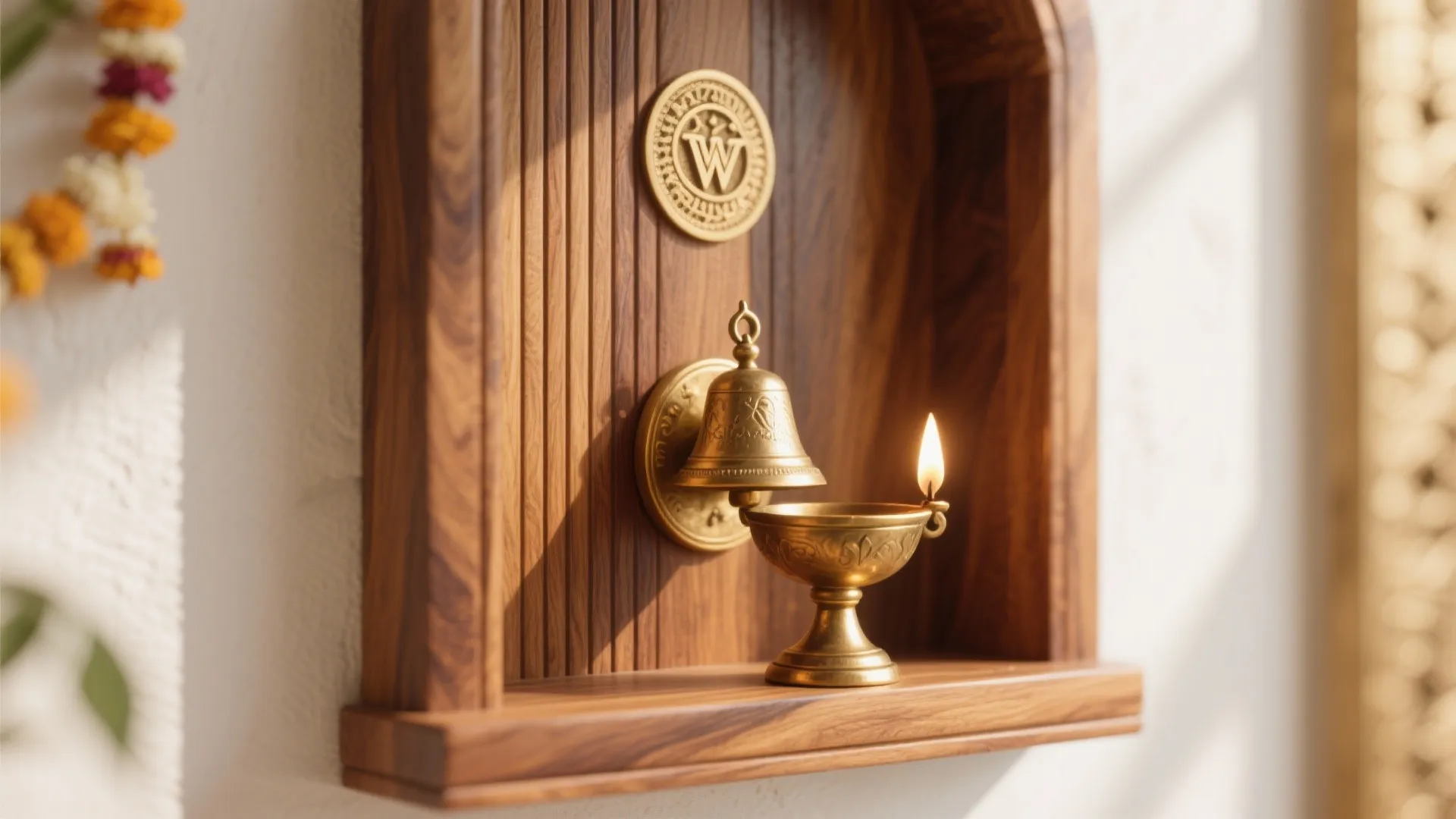 Warm wood and brass accents for a grounded, timeless feel