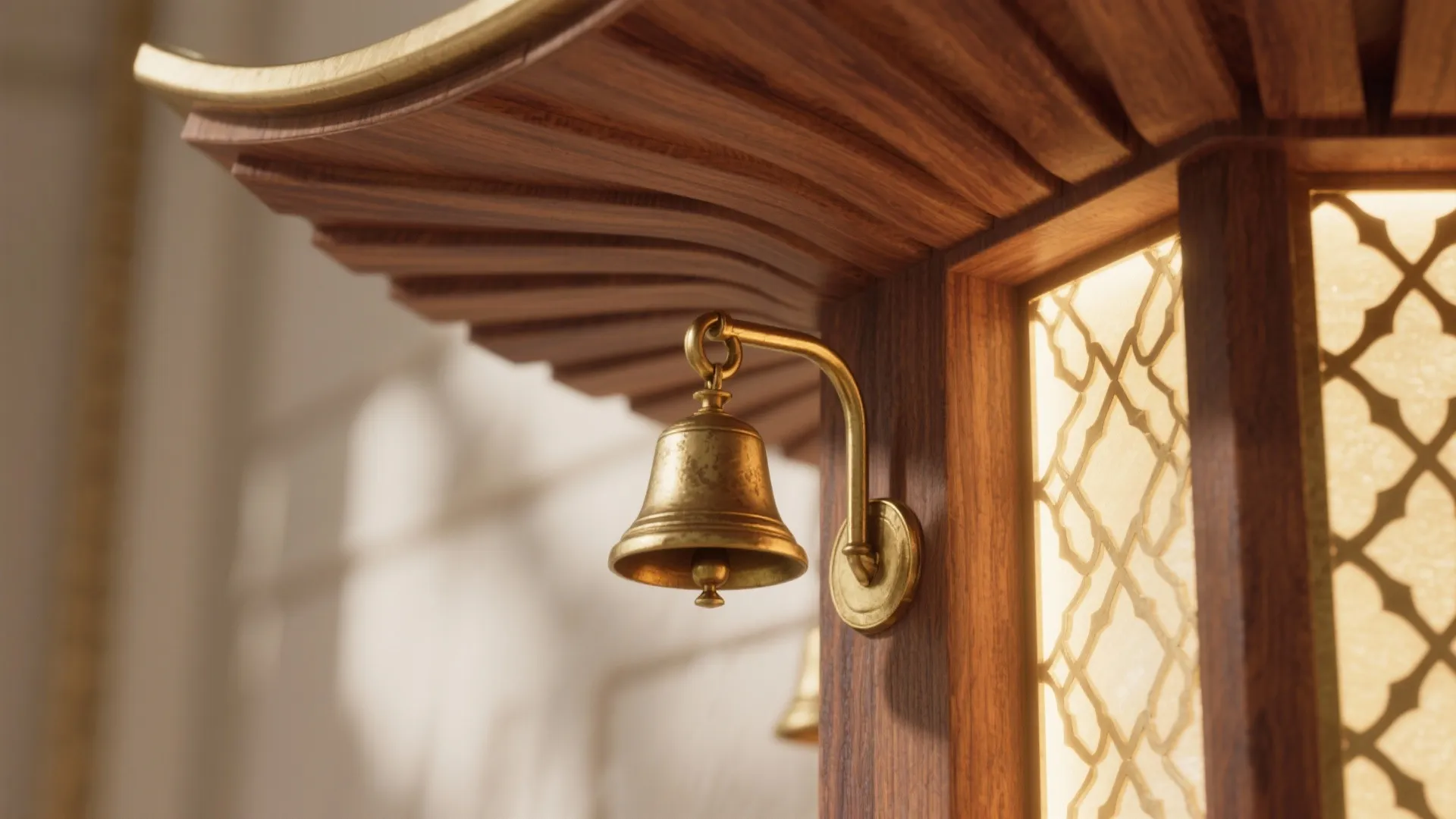 Trad-Modern Wood Temple with Brass Accents