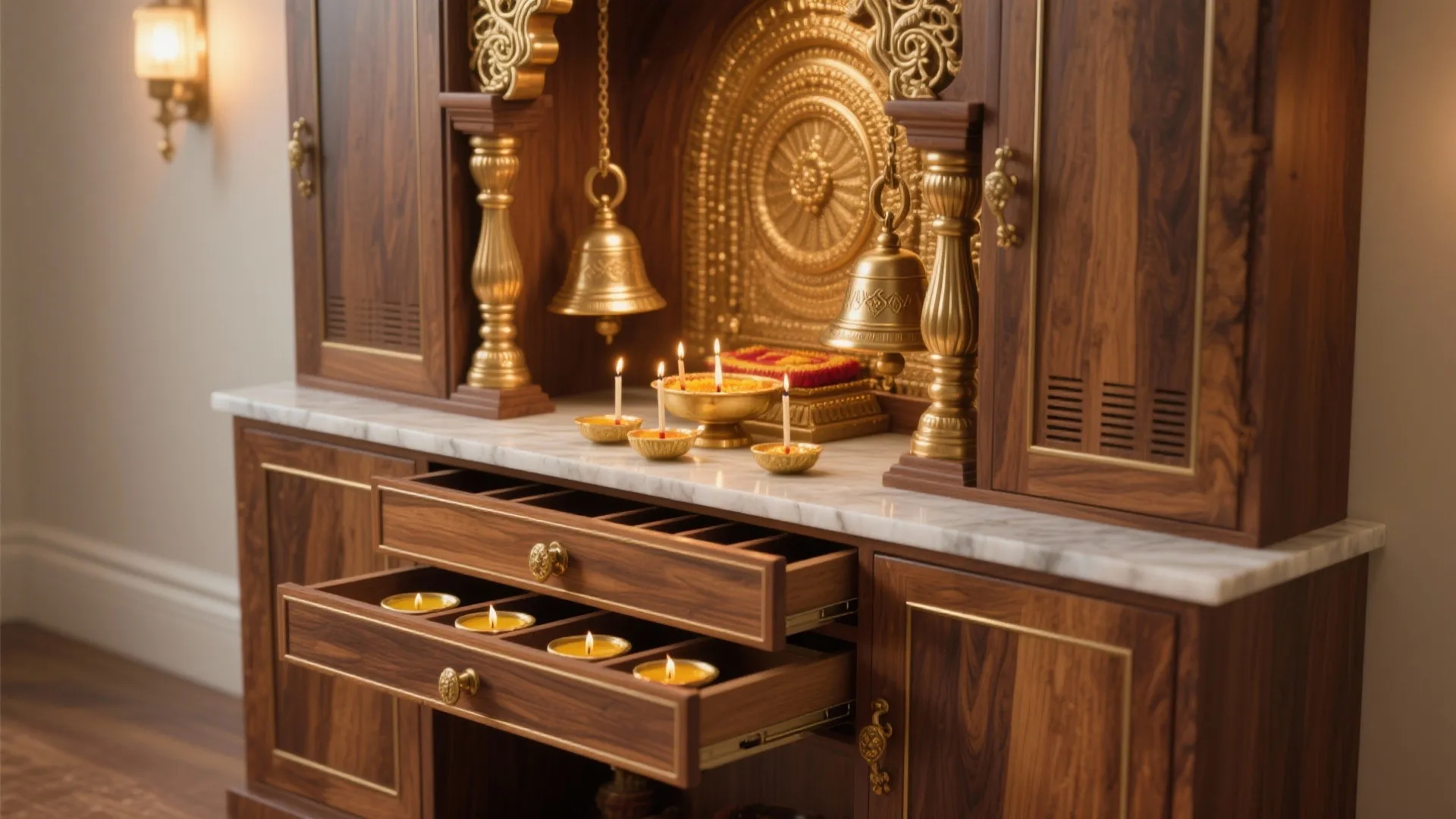 Warm Wood and Brass With Smart Storage