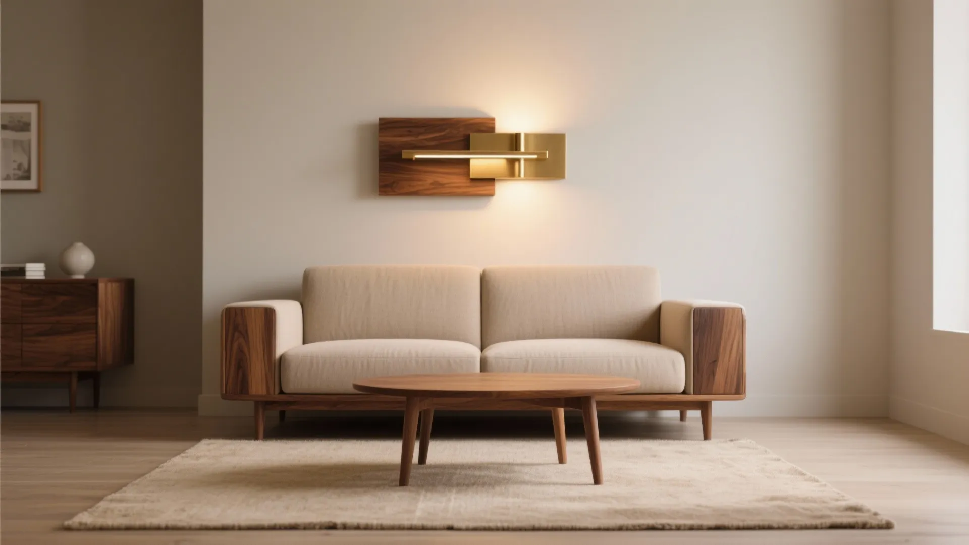 Warm wood-and-metal combinations for atmosphere