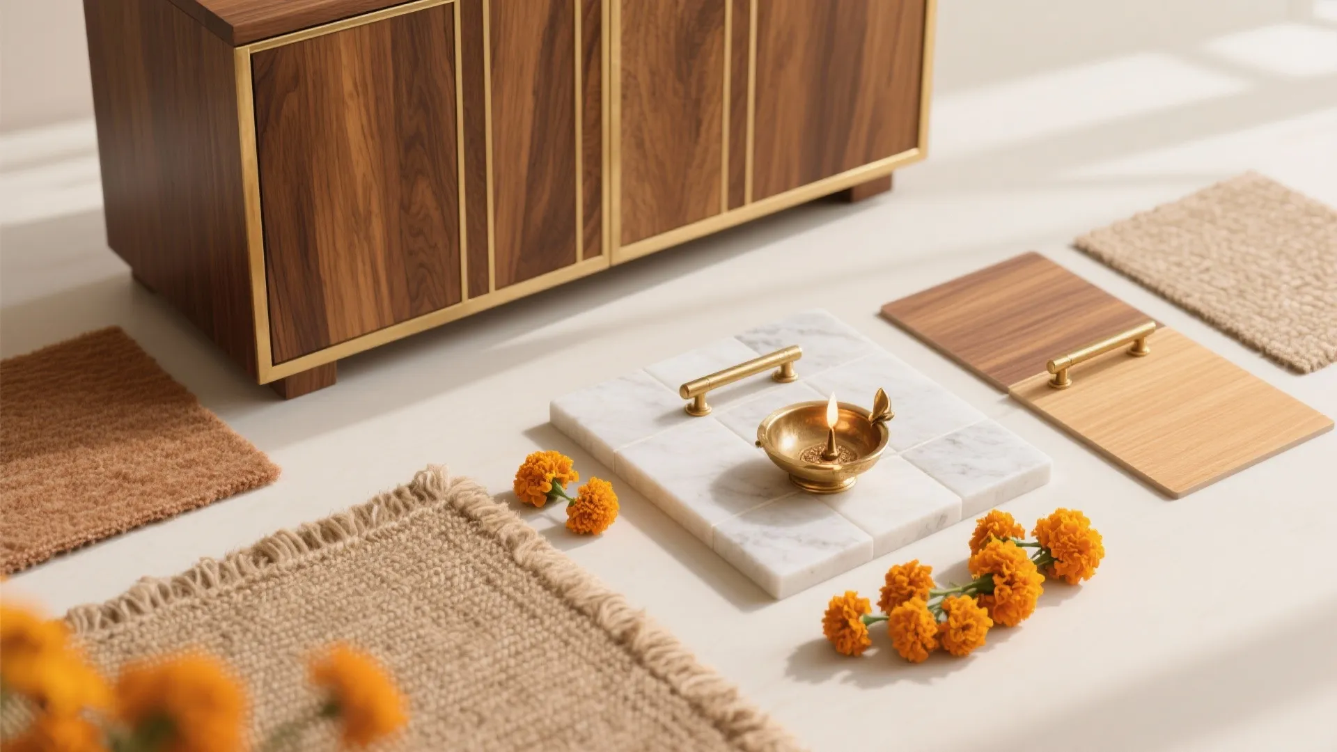 Warm Wood, Brass Accents, and Soft Textures