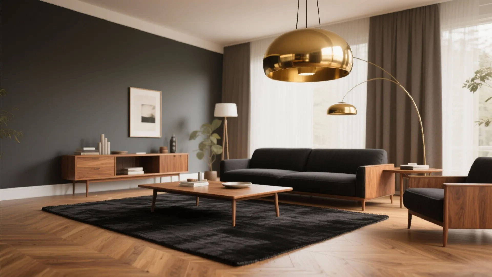 3. Warm Up with Wood and Brass Accents