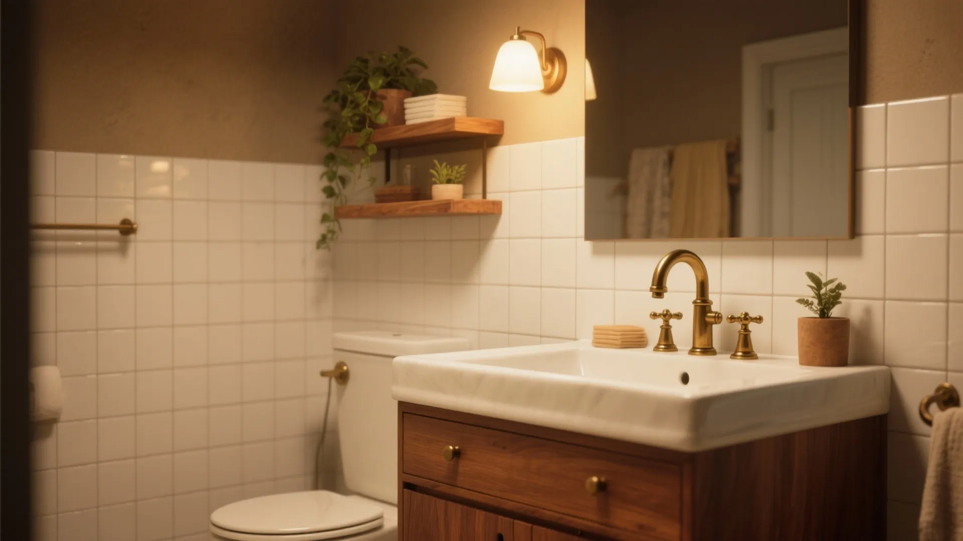 4. Introduce warmth with wood and brass