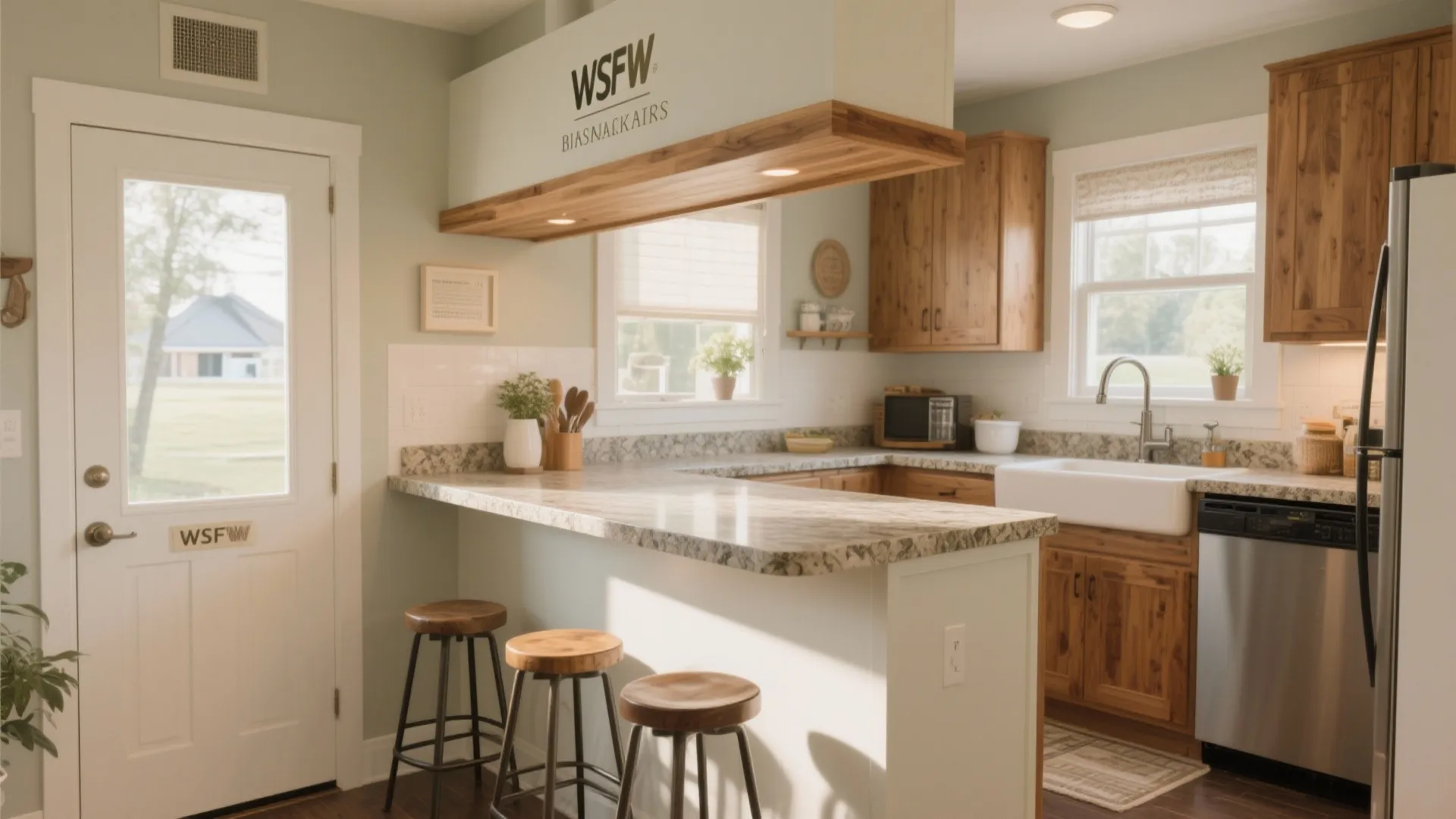 8. Integrated Wood Breakfast Bar