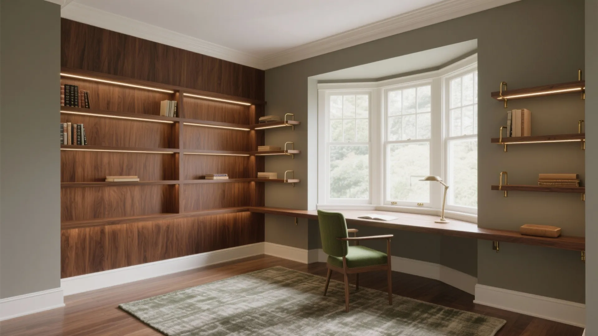 Warm wood built-ins for an Alden study