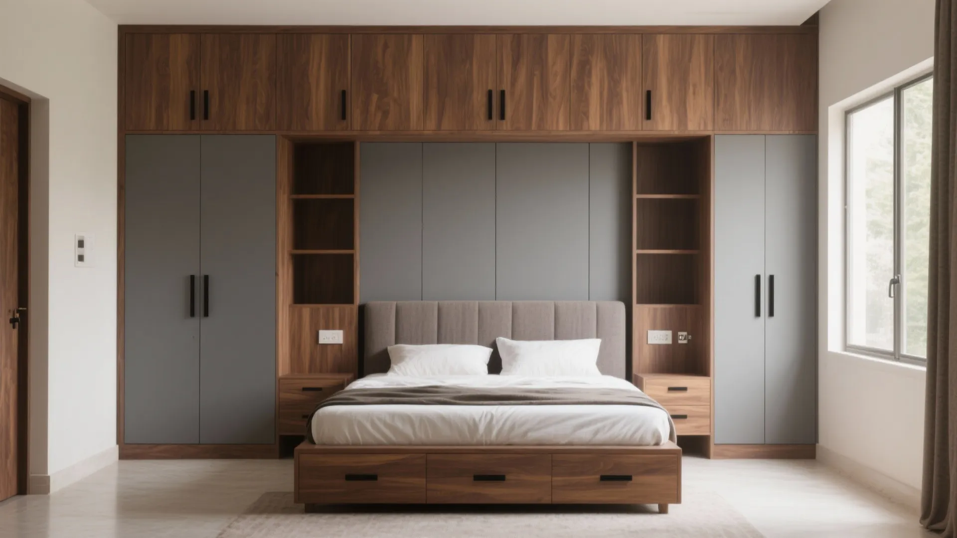 Warm Wood Built-ins with Dust-Smart Storage