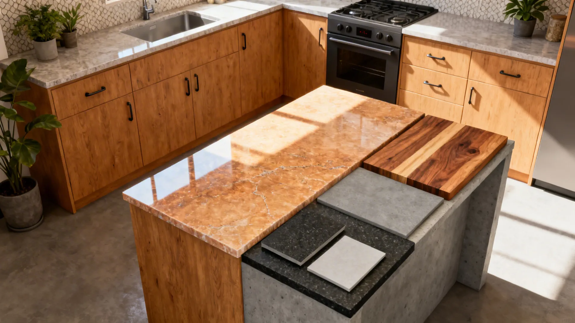 5 Kitchen Countertop Ideas for Wood Cabinets