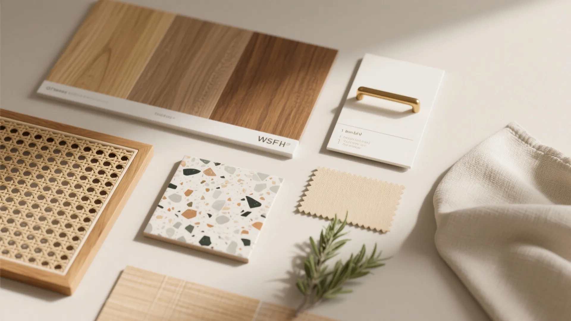 Warm wood and cane accents