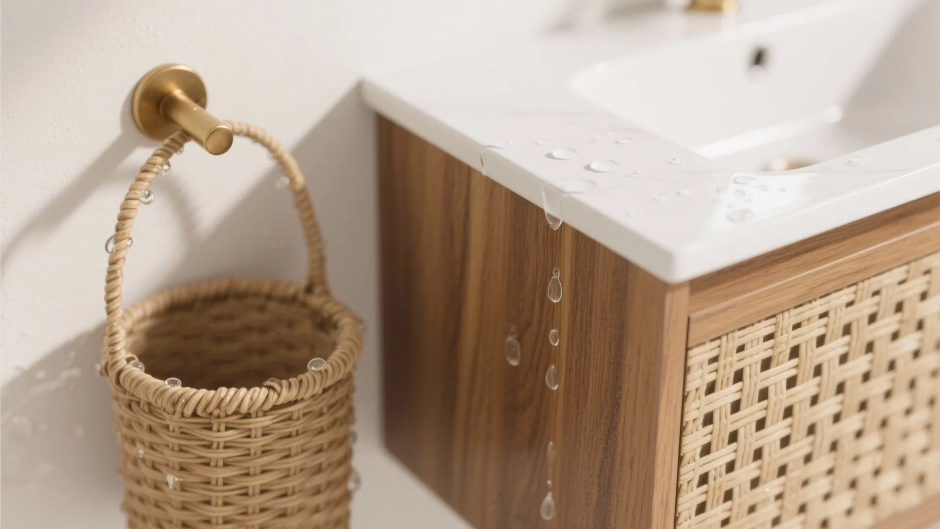 Warm Wood and Cane Accents with Waterproof Finishes