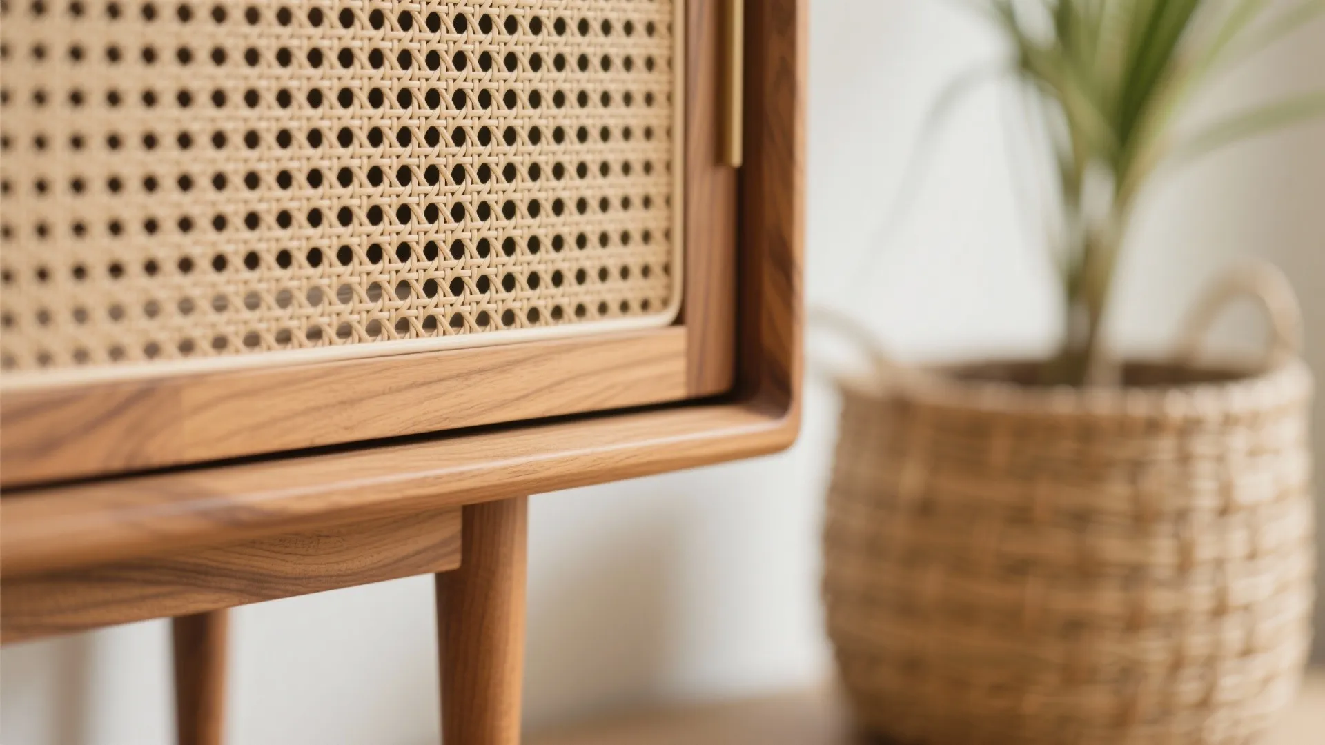 Warm Wood and Cane Accents That Breathe