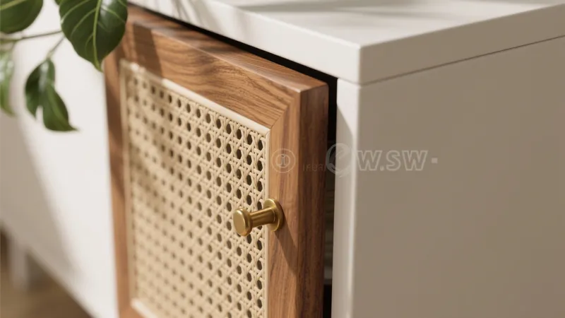 Rattan Cabinet Door Design with Wood Frame