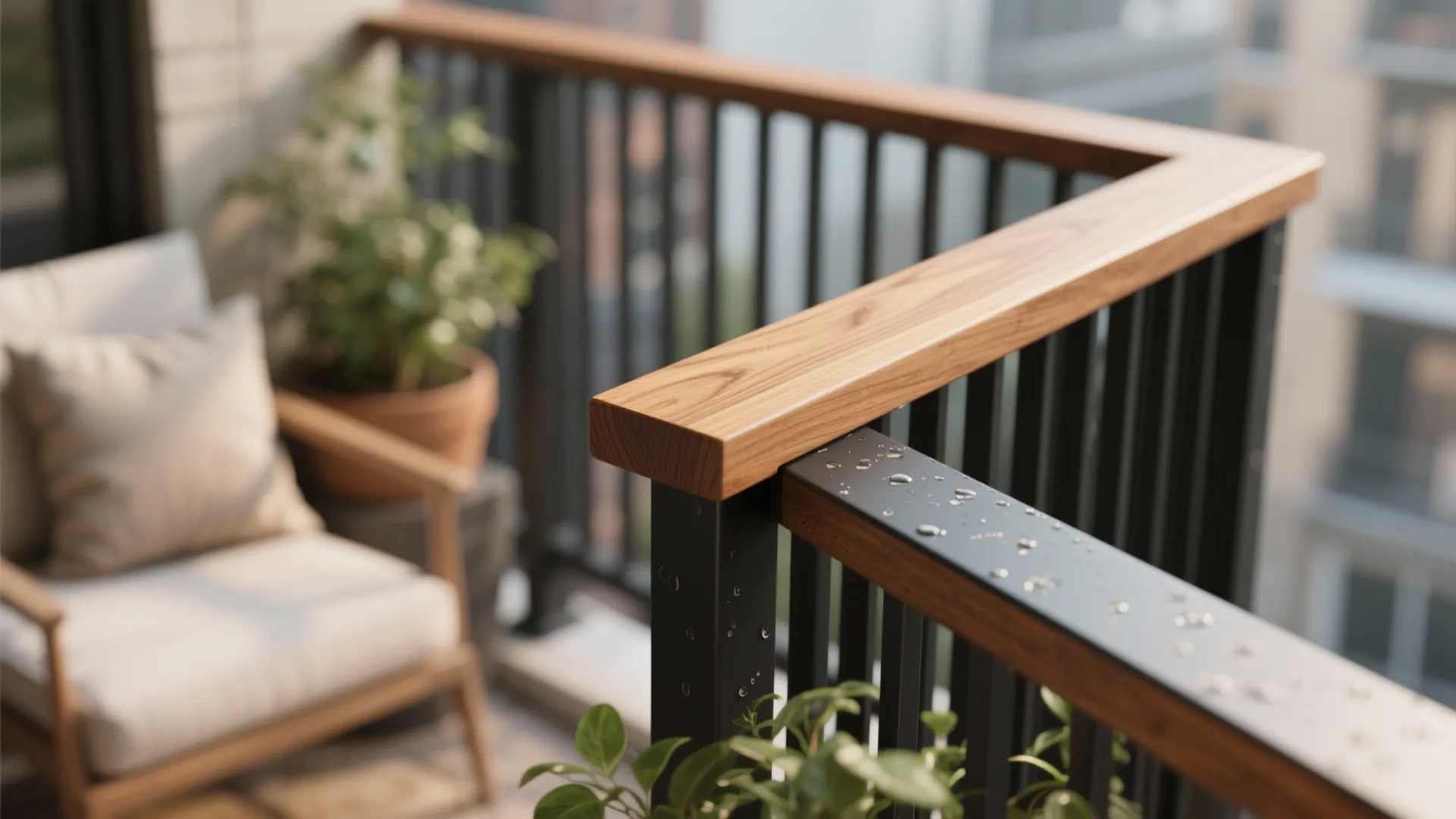 Warm Wood Accents With Mixed Balusters