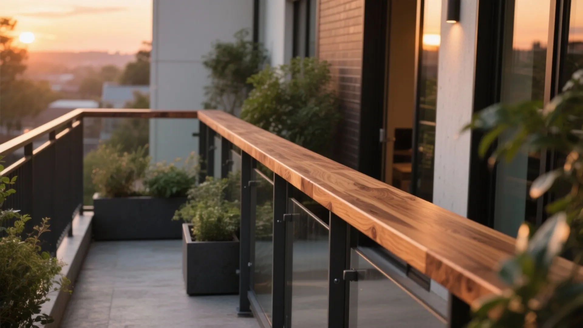 Warm meets cool: wood top rail with steel posts